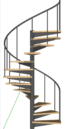 带木制阶梯带铁把手楼梯 su模型-图一