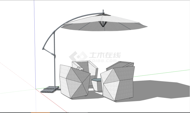 白色的时尚的室外桌椅 su模型-图二