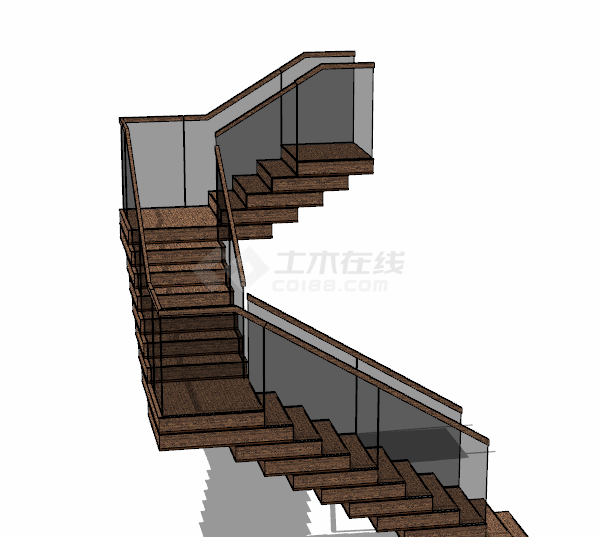 玻璃扶手楼梯su模型 -图二