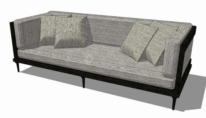 带独角加厚坐垫和靠背的沙发su模型-图二