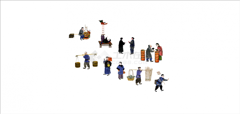 中式行业人物形象雕塑su模型-图二