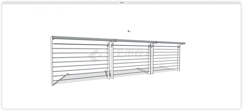 白色7字形钢结构不锈钢栏杆su模型-图一