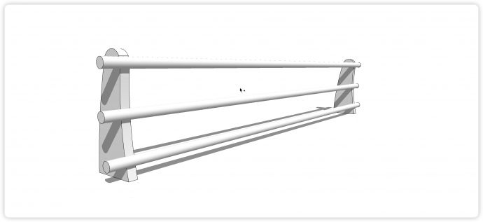腰形固定柱圆柱形横栏不锈钢栏杆su模型_图1