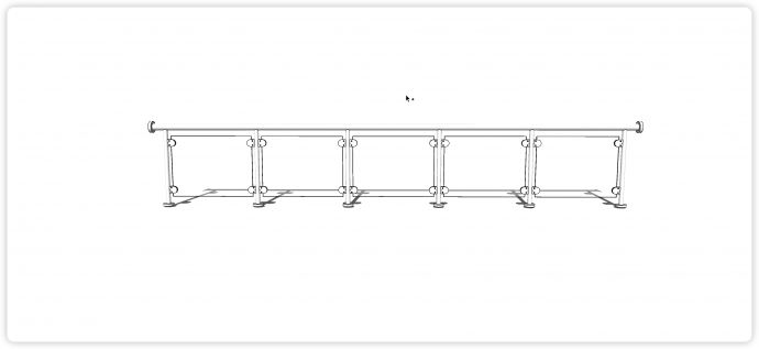 圆柱钢铁结构5段玻璃铁艺栏杆su模型_图1