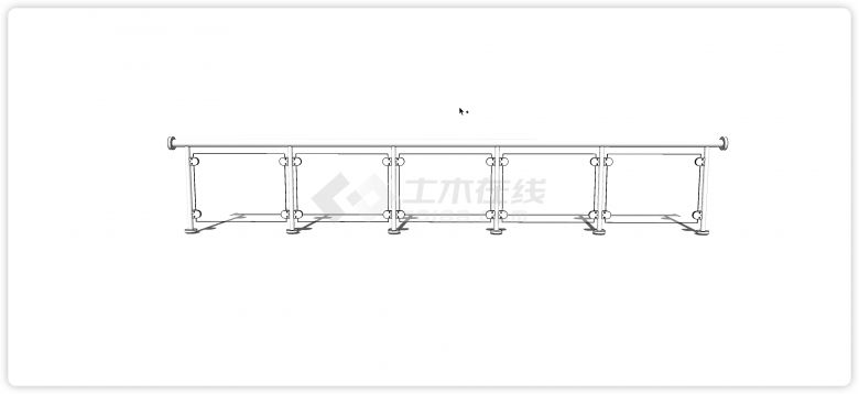 圆柱钢铁结构5段玻璃铁艺栏杆su模型-图一