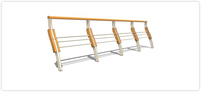 橘色倾斜波浪形固定柱不锈钢栏杆su模型_图1