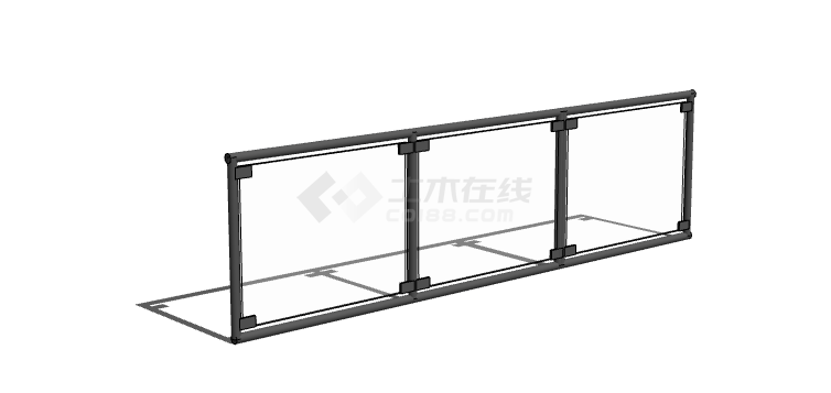 黑线玻璃玻璃铁艺栏杆su模型-图二
