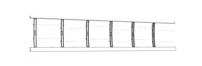 白色细致不锈钢栏杆su模型_图1