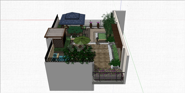 简素主义表现派精致庭院su模型-图二