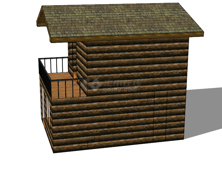 旧中式简约小木屋 su模型-图二