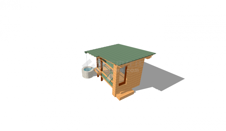 推窗式小面积木屋su模型-图二