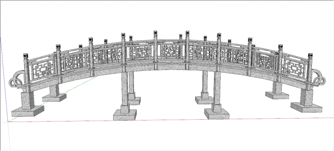 坚固古老中式廊桥su模型_图1