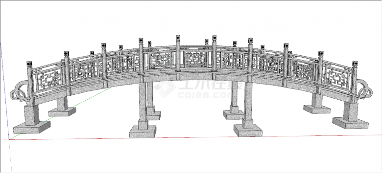 坚固古老中式廊桥su模型-图一