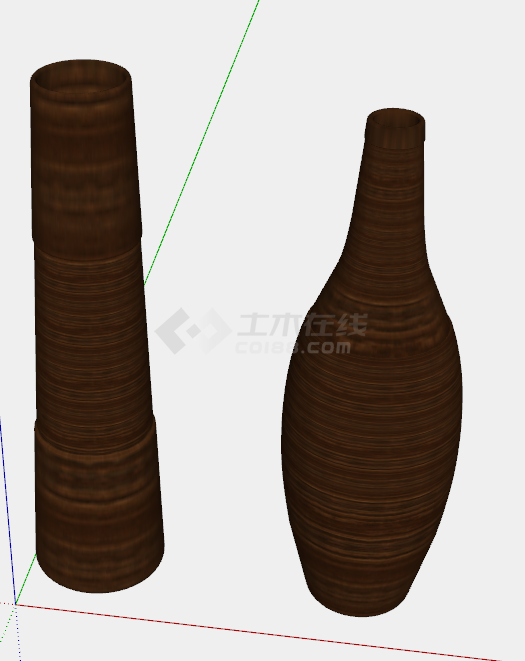 现代棕色创意花瓶瓷器su模型-图二