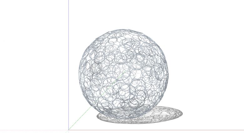 白色圆环组成的圆球体现代创意艺术雕塑su模型-图一