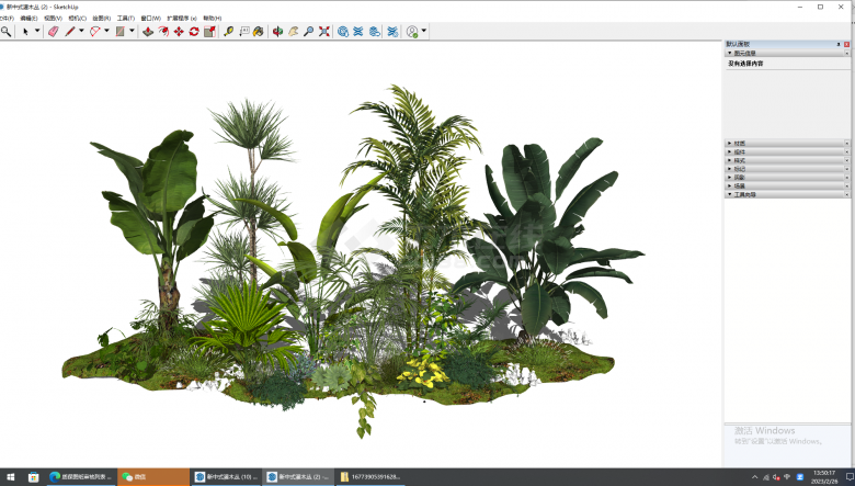 茂密的葱郁的新中式灌木丛 su模型-图二