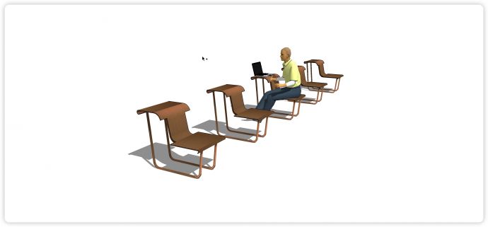 桌子凳子一体创意坐凳su模型_图1