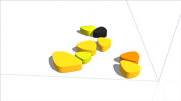 多个黄色的创意坐凳su模型_图1