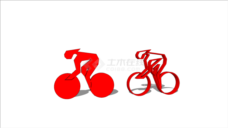 运动雕塑红色自行车su模型-图一