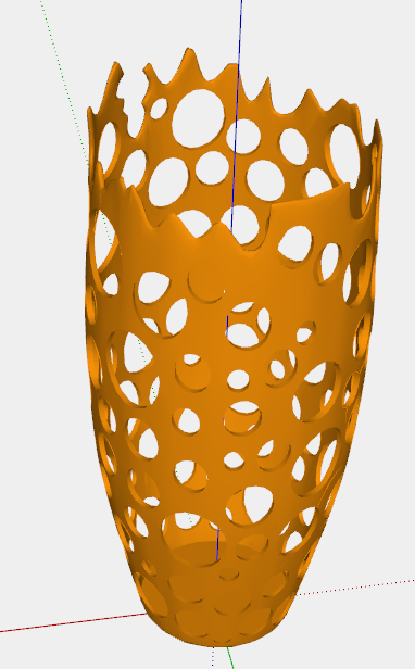 创意黄色镂空简约花瓶瓷器su模型-图二