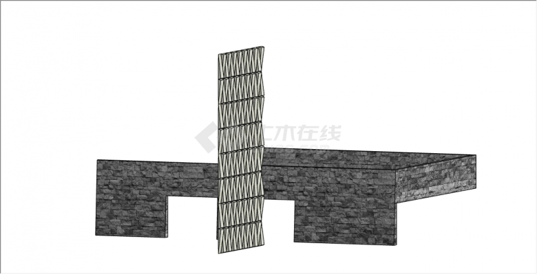 表面凹凸的灰色的穿孔板建筑表皮su模型-图二