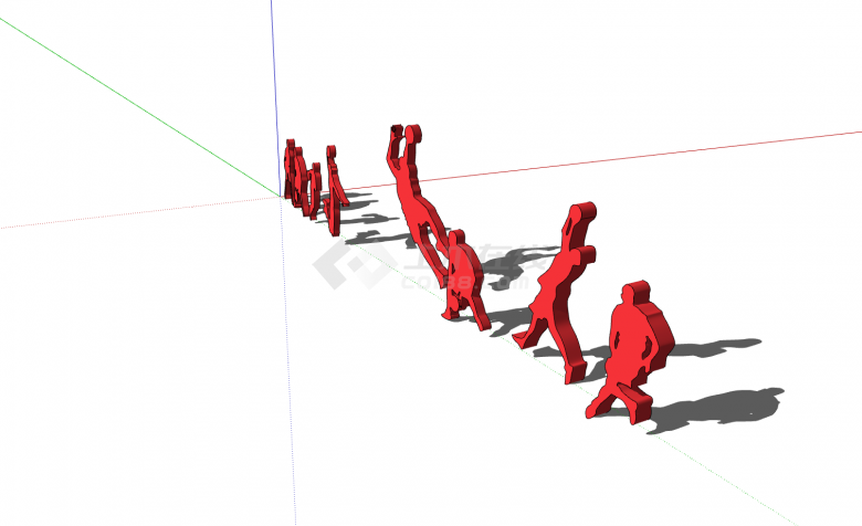 红色篮球跳跃运球动作运动雕塑su模型-图二