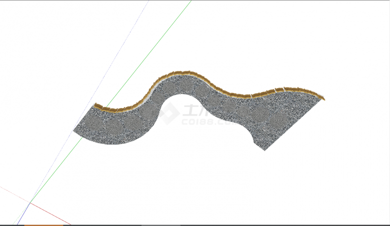 灰色的带有弯曲型的新中式园路铺装su模型-图二