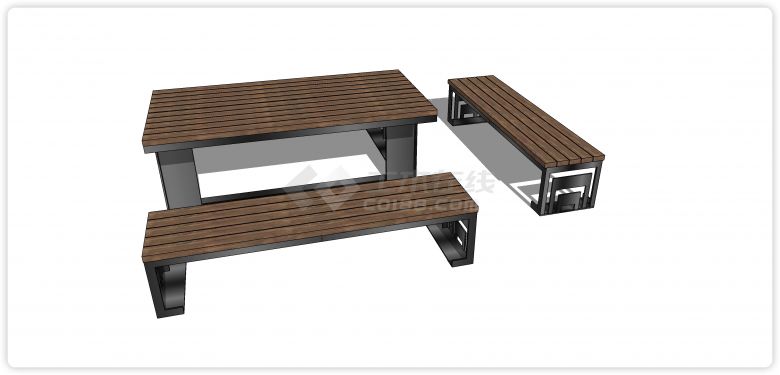 腐木木条拼接中式坐凳su模型-图二