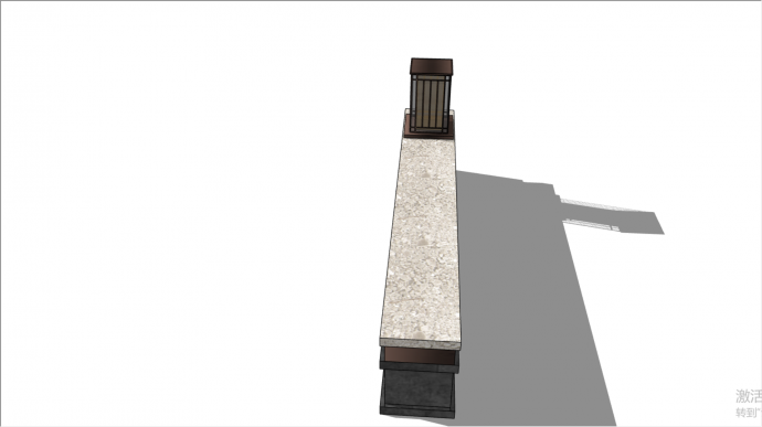中式公共大理石长石阶板凳su模型_图1