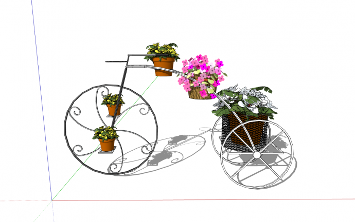 铁质自行车装载花盆景观小品su模型_图1