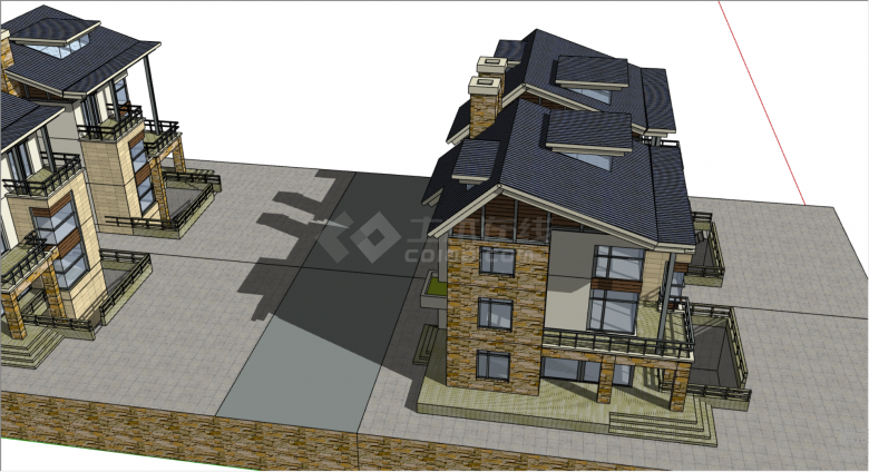 沈阳远洋住宅欧式群体平面立面总图su模型-图二