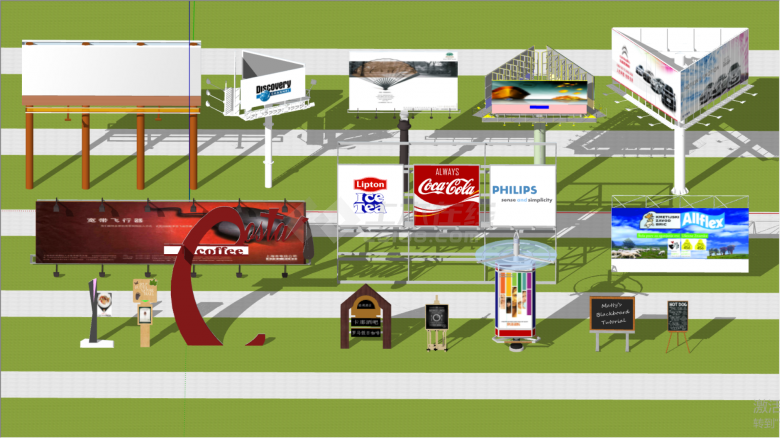 户外立柱广告牌显示屏su模型-图一