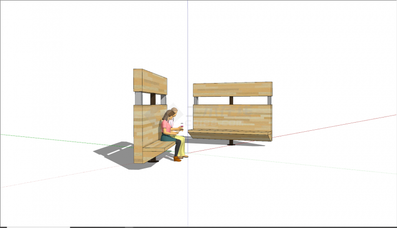 实木景墙一体式创意坐凳su模型-图二
