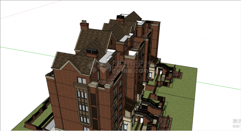 棕色大型住宅区建筑su模型-图二