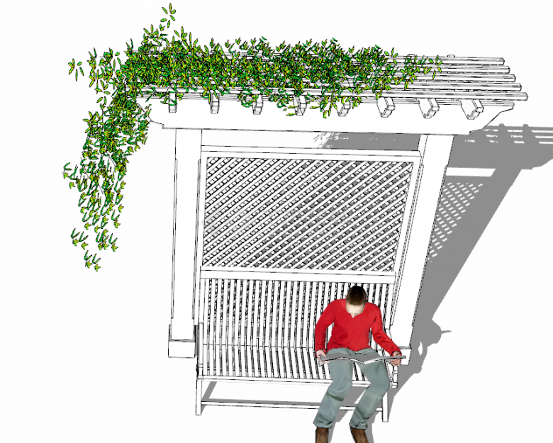 一体座椅带绿植的花架花墙su模型-图二
