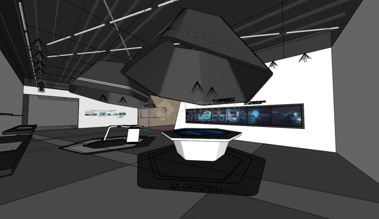 太空高科技，科技展厅su模型-图二
