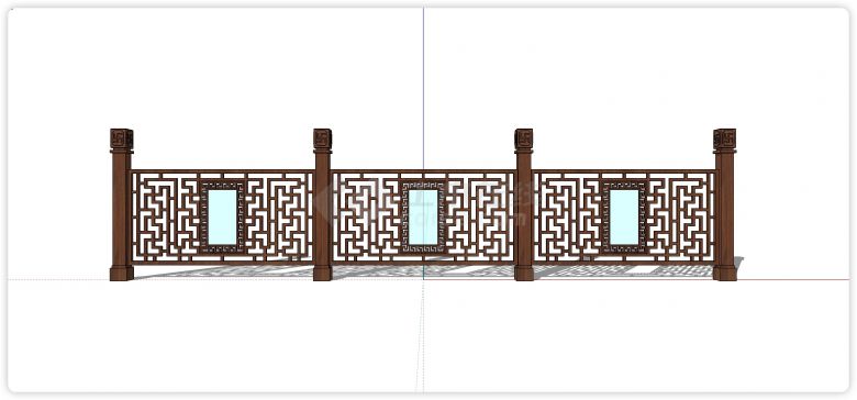 胡桃木风车造型雕刻木质栏杆su模型-图一