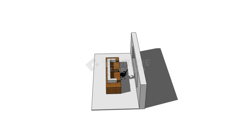 石木两拼办公室桌椅su模型-图二