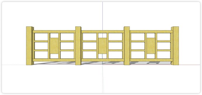 三段横竖矩形造型木质栏杆su模型_图1