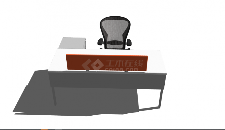 白色简约办公室家具桌椅su模型-图二