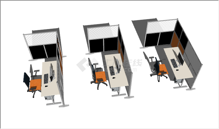 现代简约办公室单人桌椅组合su模型-图二
