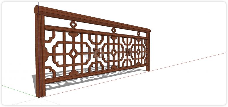 中式梅花造型木质栏杆su模型-图二
