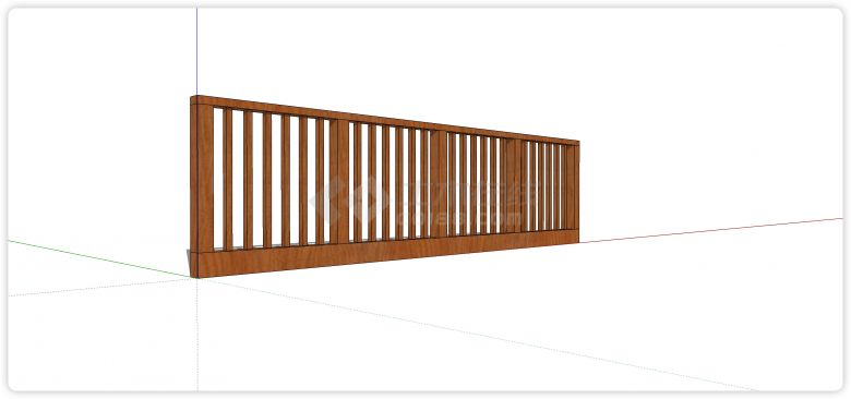 日式实木竖线造型木质栏杆su模型-图一
