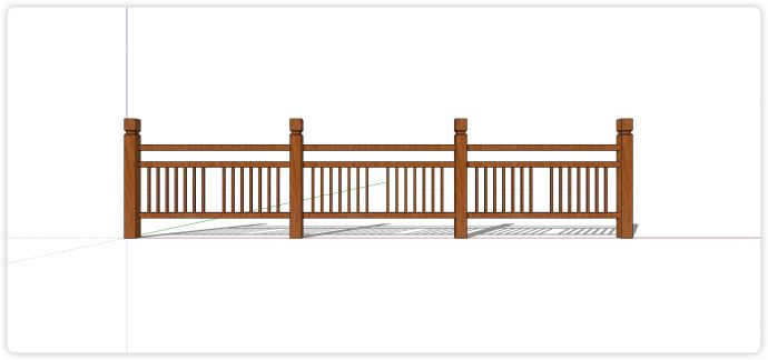 新中式大小间隔竖线木质栏杆su模型_图1