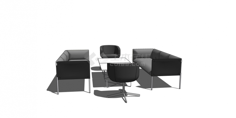 办公室会议区家具桌椅su模型-图二