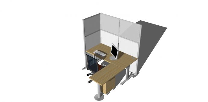 办公室格挡桌椅su模型_图1
