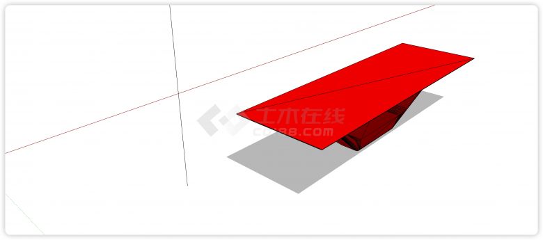 红色倒梯形桌脚办公室家具桌椅su模型-图二