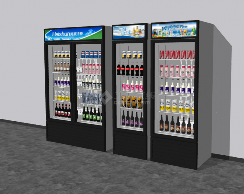 超市饮料区冷藏冰箱su模型-图二