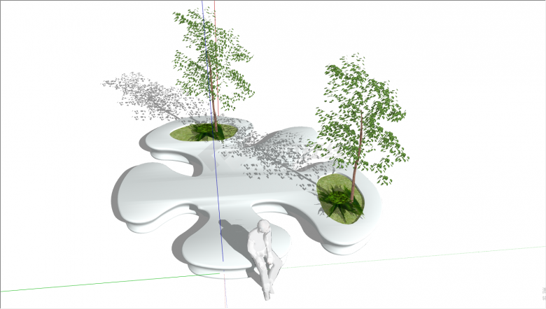 简约白色花坛现代景观设计su模型-图二