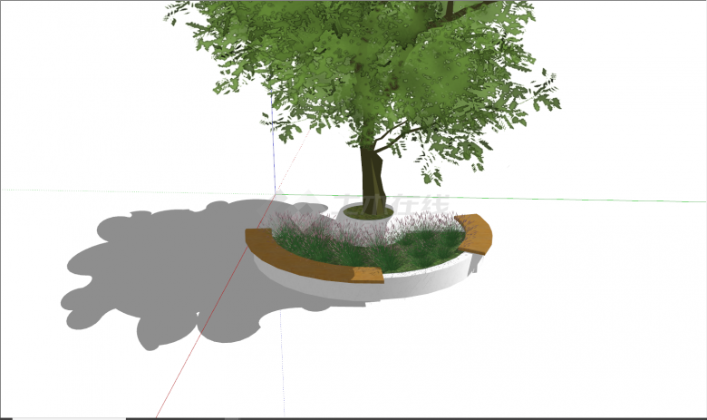 现代半圆创意前沿树池座椅su模型-图二
